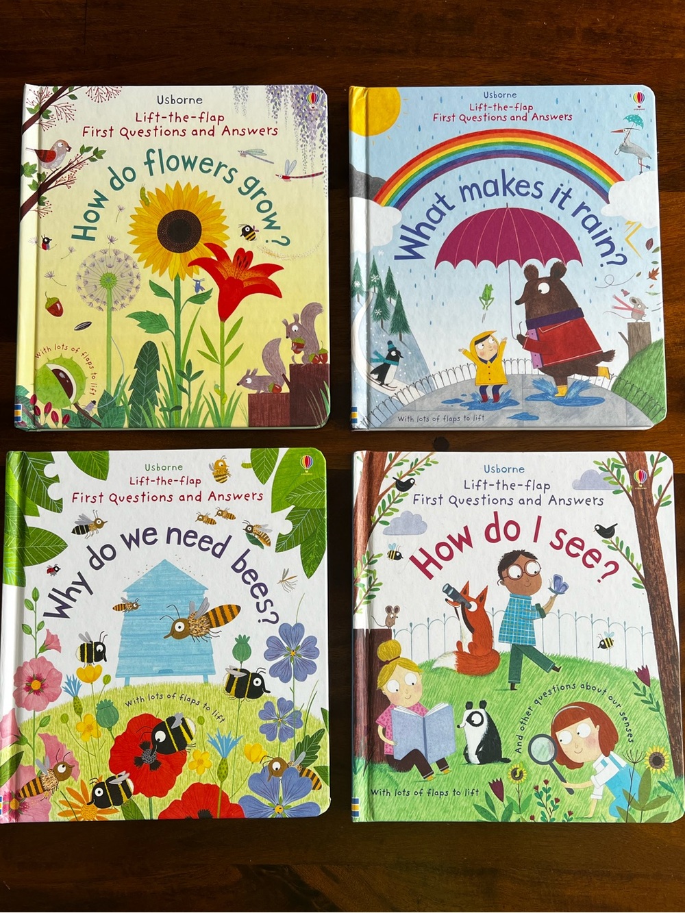 USBORNE |  Lift-the-Flap Kids Board Book Set - Colorful Nature themes